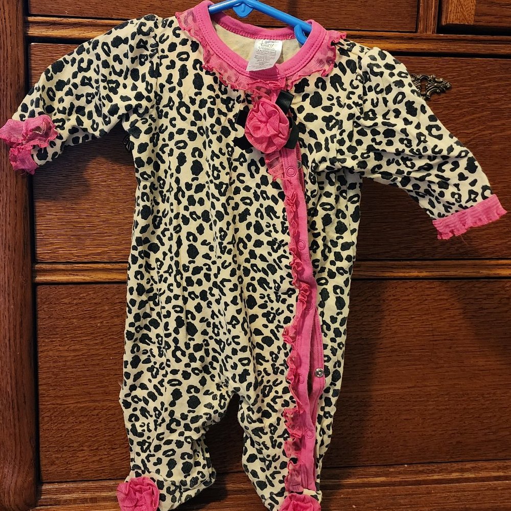 6M ADORABLE Ruffle lace leopard print onsie